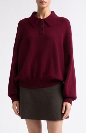 Lisa Yang Etta Cashmere Polo Sweater in Deep Plum at Nordstrom, Size 2