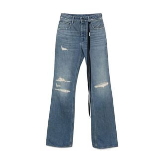 Ann Demeulemeester Wide Jeans, female, Blue, Size: W28 Light Blue Ripped Jeans with Classic Pockets