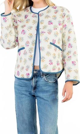 THML Clothing Floral Pattern Quilted Jacket In Cream