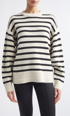 Maria McManus Ladder Stitch Stripe Cashmere & Organic Cotton Sweater in Ivory/black Stripe at Nordstrom, Size X-Small