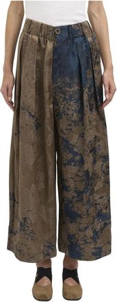 Uma Wang UMA Wang - Po&euml;tische Linnen en Viscose Broek - Dames - Broeken - Bruin - Maat: S Linnen