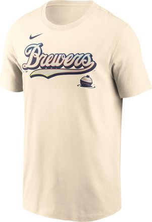 Nike Milwaukee Brewers City Connect Wordmark Nike Mens MLB T-Shirt in Brown | N19915AMZB-APT
