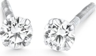 Pompeii3 1/4 Ct Diamond Screw Back Studs 14k White Gold Lab Grown Eco Friendly