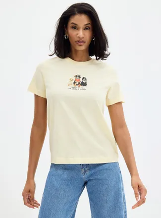 Contemporaine Womens Canine drawing pure organic cotton T-shirt In support of the Mira Foundation