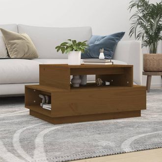 vidaXL Vidaxl - Mesa De Centro Madera Maciza De Pino Marr&oacute;n Miel 80x55x40,5 Cm