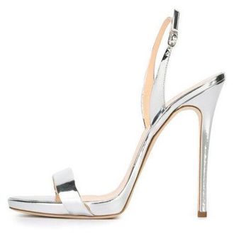 Generic MiaZane Womens Metallic Stiletto Sandals Slim High Heel Peep Toe Dress Heels with Adjustable Slingback for Evening Party & Cocktail Gala,Silver,4.5 UK