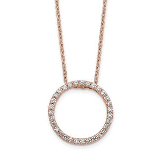 Diamond2Deal 14K Rose Gold 1/2 Ct Lab Grown Diamond Circle Necklace 18 Clarity VS, Color G-H