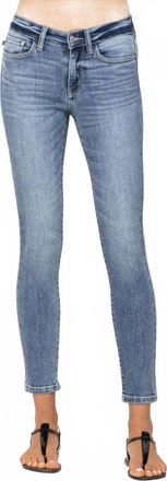 Judy Blue Mid Rise Skinny Crop Jean In Denim