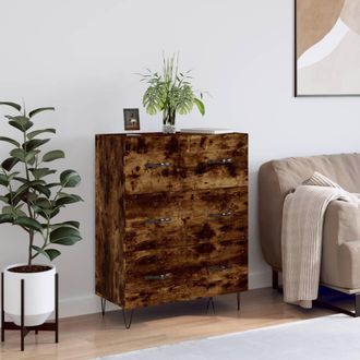 vidaXL Aparador De Madera De Ingenier&iacute;a Roble Ahumado 69,5x34x90 Cm Vidaxl