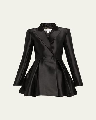 Ronny Kobo Miley Pleated Fit-&-Flare Blazer Mini Dress