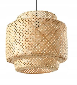 OEM L&aacute;mpara De Techo Grande Estilo Boho De 40 Cm, De Bamb&uacute;, Casquillo E27