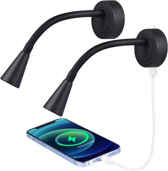 OEM L&aacute;mpara De Lectura Regulable De 12 V, Apta Para Autocaravanas Y Barcos, Juego De 2, L&aacute;mpara De Pared/mesita De Noche Led Con Cuello De Cisne, 24 V 300