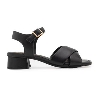 Clarks Serina35 Cross Leather Womens Heels Sandals - Black - Size:UK 5.5