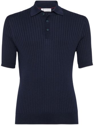 Brunello Cucinelli Polo a coste - Blu
