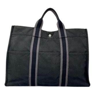 Herm&egrave;s Pre-owned Tote Bags, female, Black, Size: ONE SIZE Pre-owned Canvas Tote Bag
