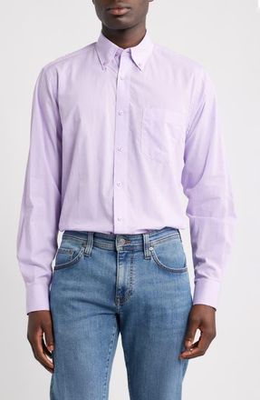 Roffe Accessories Eagle Regular Fit Stripe Cotton Button-Down Oxford Shirt in Lilac at Nordstrom, Size 18.5 - 34