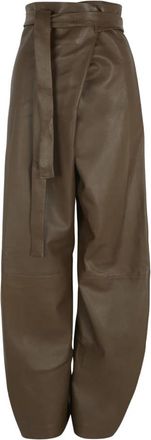 Cortana Mite Wrap Broeken - Dames - Leren Broeken - Groen - M - Leer - Broeken