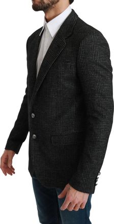 Dolce & Gabbana Gray Plaid Check Slim Fit Jacket Mens Blazer