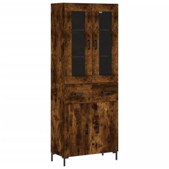 vidaXL Aparador Alto Madera Contrachapada Roble Ahumado 69,5x34x180 Cm Vidaxl