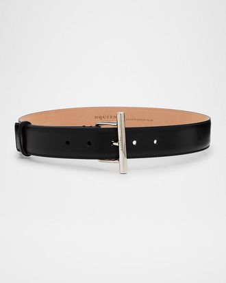 【送料&関税込】Alexander McQueen T-bar Buckled Logo Engrave Alexander McQueen T-bar Buckled Logo Engraved Belt from