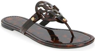 Tory Burch Miller Thong Sandal in Tortoise Patent at Nordstrom, Size 10.5
