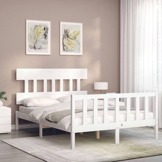 Berkfield Home Beautiful Bed Frame with Headboard White 140x200 cm Solid Wood
