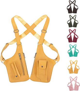 Generic Premium Leather Adjustable Underarm Shoulder Bag for Men & Women, Hidden Anti Pickpocket Water Resistant Accessories (Yellow)