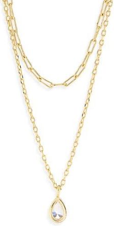 Argento Vivo Layered Chain Mini Teardrop Necklace in Gold at Nordstrom Rack