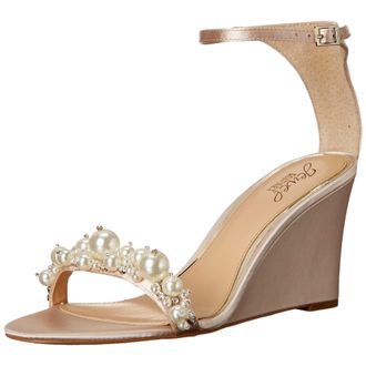 Badgley Mischka Laurence Wedge Sandal Champagne JW4206-256 Womens
