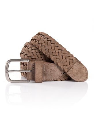 Monti Lederg&uuml;rtel MONTI VANCOUVER, Herren, Gr. 11,5, grau (taupe), Obermaterial: 100% Rindsleder, G&uuml;rtel Lederg&uuml;rtel, Flecht-Optik, matt, weich, handgeferti