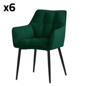 ML Design 6x Sillas de comedor verde oscuro tapizado de tejido respaldo ergon&oacute;mi