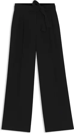 HUGO BOSS Womens Tapiana Solid Patterned Wide Leg Trousers in Black - Size 6 UK