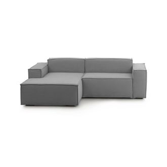 Dmora Sof&aacute; Fijo Dcagnan, Gran Sof&aacute; Modular De 2 Plazas Pen&iacute;nsula Izquierda, 100% Made In Italy, Sof&aacute; Moderno En Tela, Cm 240x170h70, Gris - Dmora