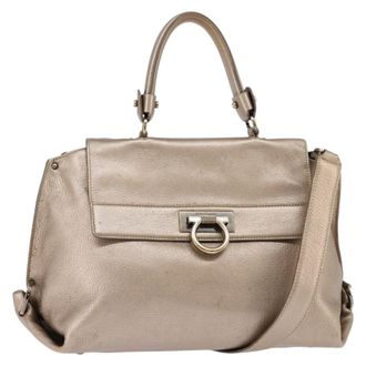 Ferragamo Sofia Satchel Leather Beige Leather Bag (Pre-Owned)