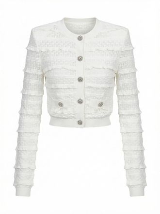 Self Portrait Pointelle Diamante Cardigan
