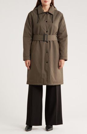 Bernardo Hooded Raincoat in Olive at Nordstrom, Size Small