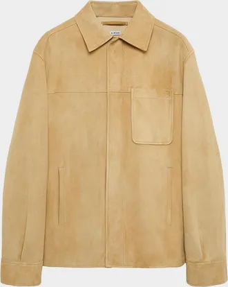 Loewe Men & apos;s Suede Drop-Shoulder Overshirt
