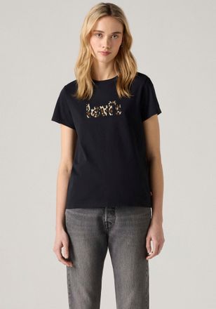 Levi's T-Shirt LEVIS LSE THE PERFECT TEE, Damen, Gr. XS (34), schwarz (lse leopard logo che schwarz), Jersey, Obermaterial: 100% Baumwolle, bedruckt, figurum