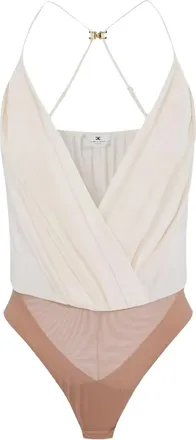 Elisabetta Franchi Gedrapeerde body met V-hals - Beige