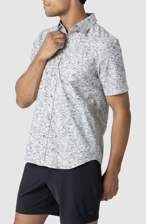 Outdoor Research Rooftop Short Sleeve Button-Down Shirt in Oyster Traverse Print at Nordstrom, Size Xx-Large