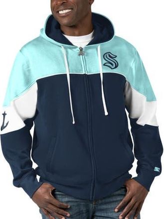 Starter Mens Starter Navy/Light Blue Seattle Kraken Power Forward Full-Zip Hoodie at Nordstrom, Size Medium