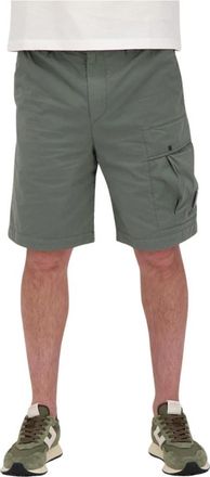 C.P. Company 50 Fili Stretch Loose Lens Cargo Shorts - Heren - Korte Broeken - Groen - 2XS - Katoen - Korte Broeken