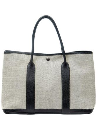 Herm&egrave;s Beige & Black Toile H Canvas Garden Party Pm (Authentic Pre-Loved)