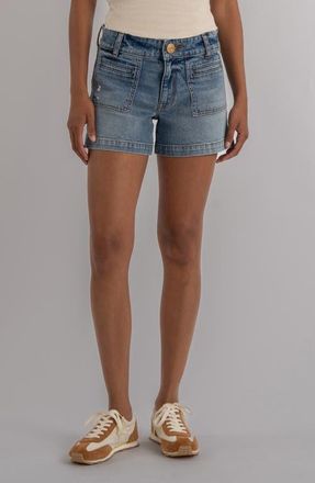 Kut from the Kloth Jane Welt Pocket High Waist Denim Shorts in Vibes at Nordstrom, Size 16