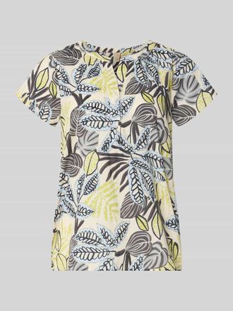 Soyaconcept Relaxed Fit T-Shirt mit floralem Allover-Print in Hellblau, Gr&ouml;&szlig;e XXL