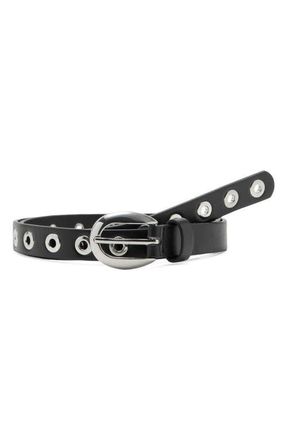 Mango Thin Eyelets Belt in Black at Nordstrom, Size Small
