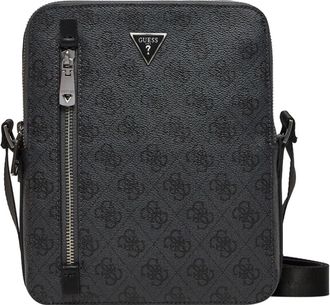 Guess Zwarte Leren Messenger Bag - Heren - Schoudertassen - Zwart - ONE Size - Leer - Tassen