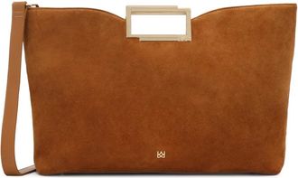 Kazar Su&egrave;de handtas met metalen handvatten - Dames - Handtassen - Bruin - ONE Size - Su&egrave;de - Tassen