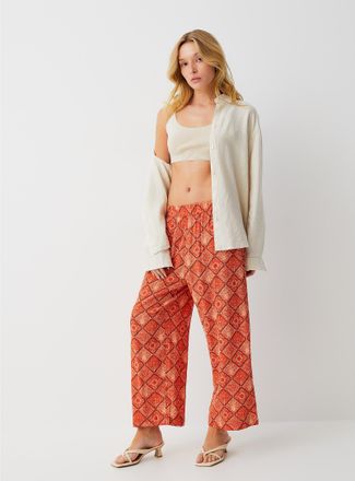 Icone Womens Crinkled texture cropped wide-leg pant