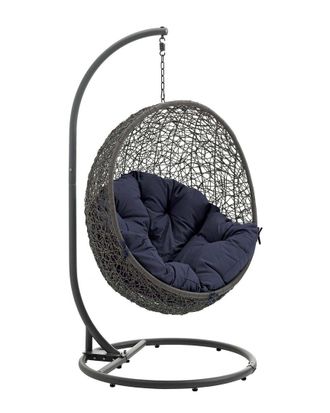 ModWay Hide Outdoor Patio Wicker Rattan Swing Chair With Stand